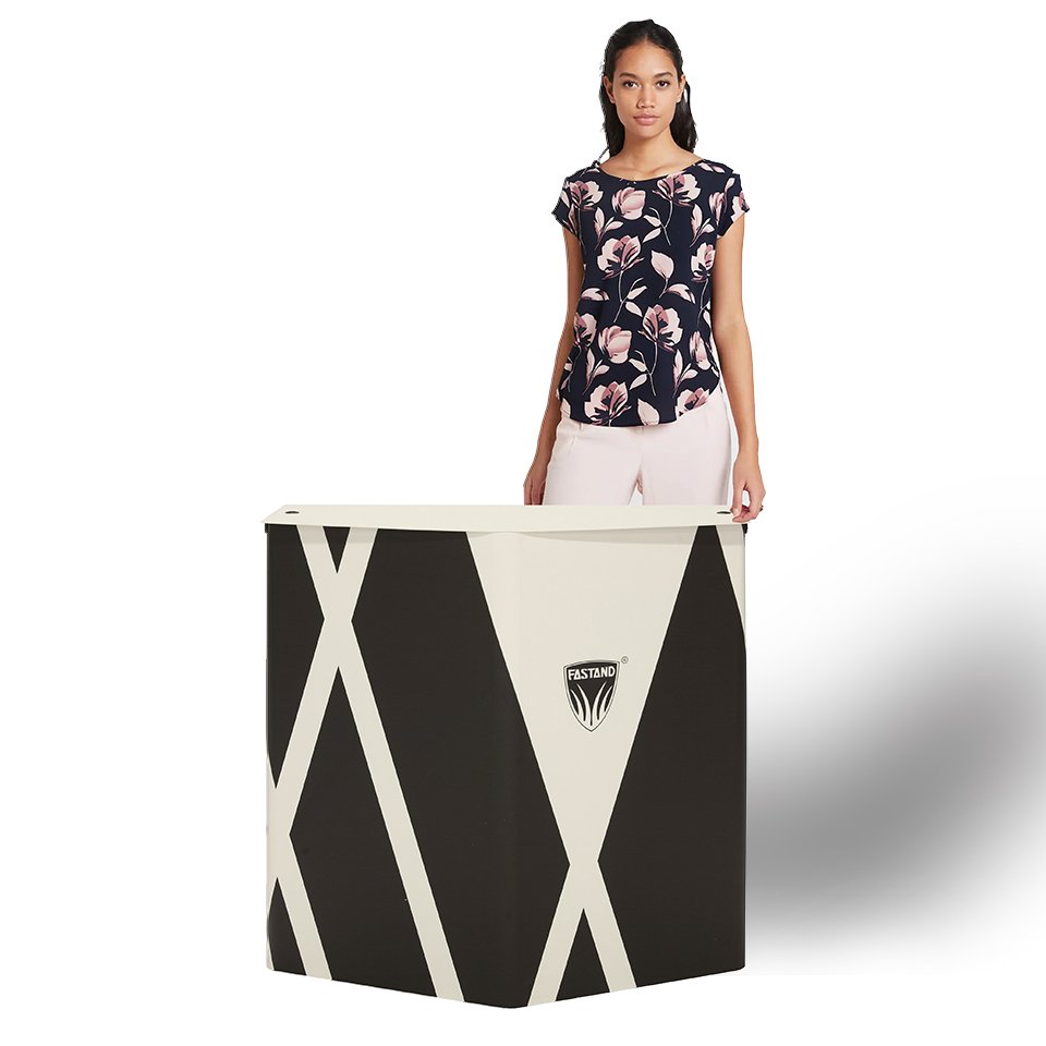 freccia-desk-bancone-hostess tragbare werbetheke